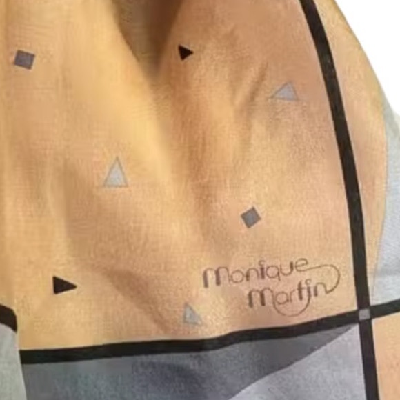 Monique Martins - Chic Peach and Gray Women's Silk Scarf - Picture 3 of 7